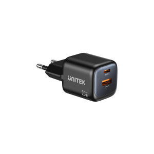 Ładowarka sieciowa GaN USB-A USB-C PD 20W PD 3.0 Unitek P1128ABK01-EU