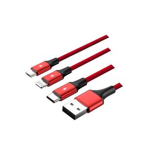Kabel USB 2.0 3w1 micro/Lightning/USB C 1,2m Unitek C4049RD czerwony