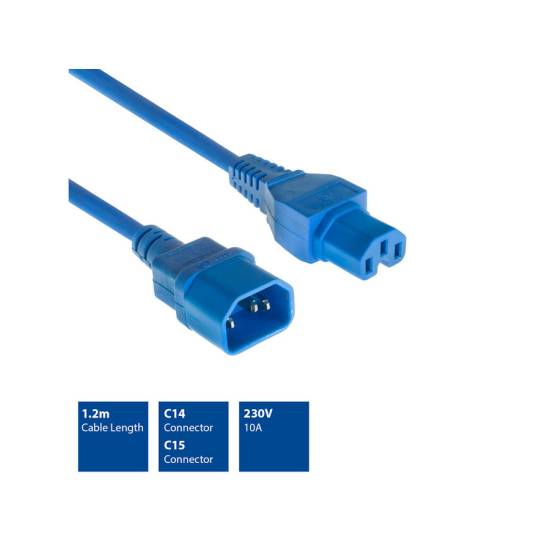 Kabel zasilania C14 - C15 1,2m AK5305 niebieski