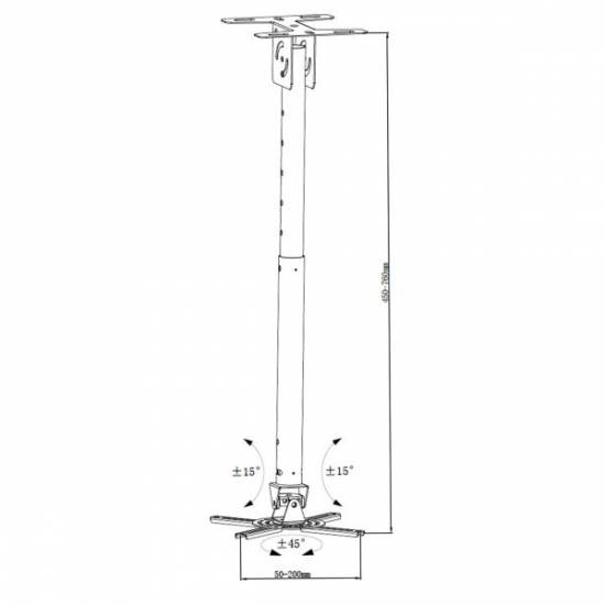 Uchwyt sufitowy do projektora ART P-107B 45-76cm czarny skos