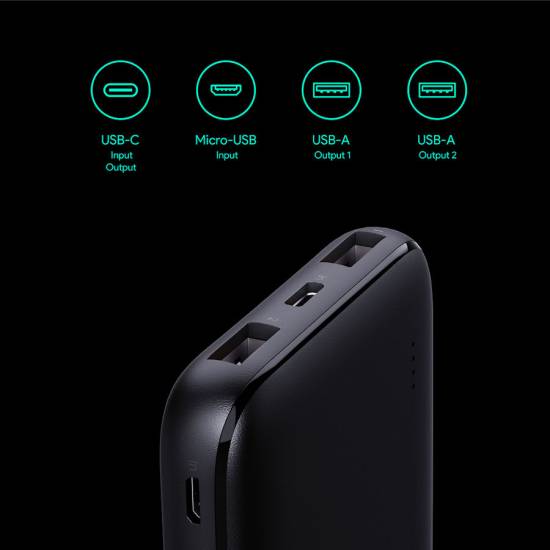 Powerbank 10000mAh USB-C 2xUSB-A 12W Aukey PB-N73-BK