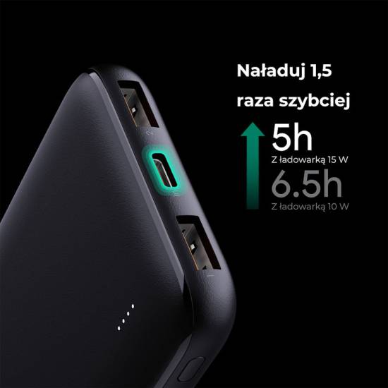 Powerbank 10000mAh USB-C 2xUSB-A 12W Aukey PB-N73-BK