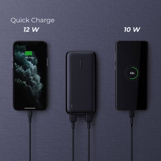 Powerbank 10000mAh USB-C 2xUSB-A 12W Aukey PB-N73-BK