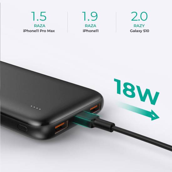 Powerbank 10000mAh USB-C 2xUSB-A 18W Aukey PB-N73S