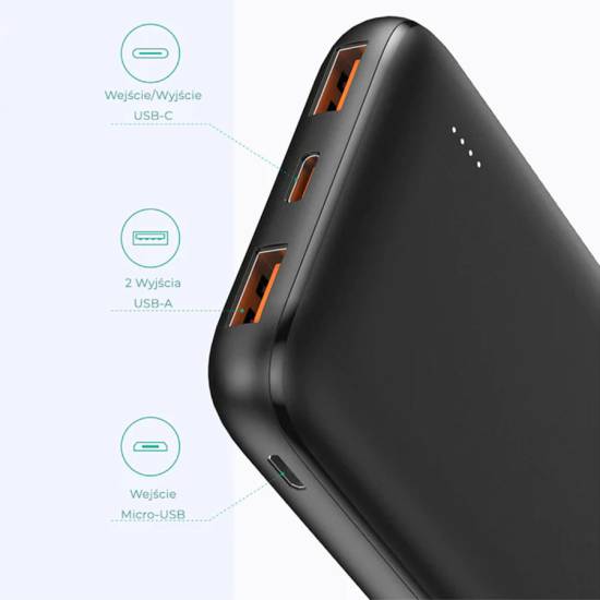 Powerbank 10000mAh USB-C 2xUSB-A 18W Aukey PB-N73S