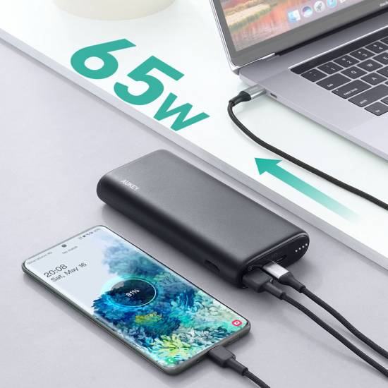 Powerbank 20000mAh 2xUSB-C USB-A do laptopa mini PD 65W QC Aukey PB-Y37
