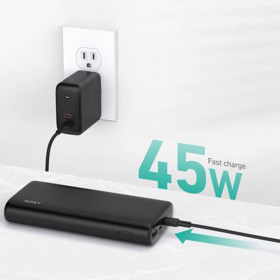 Powerbank 20000mAh 2xUSB-C USB-A do laptopa mini PD 65W QC Aukey PB-Y37