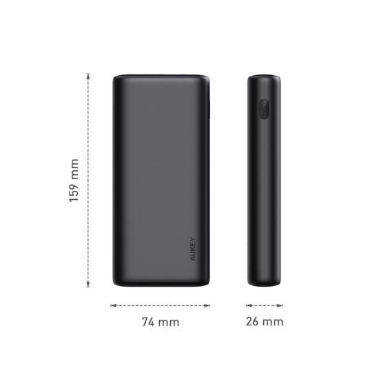 Powerbank 20000mAh 2xUSB-C USB-A do laptopa mini PD 65W QC Aukey PB-Y37