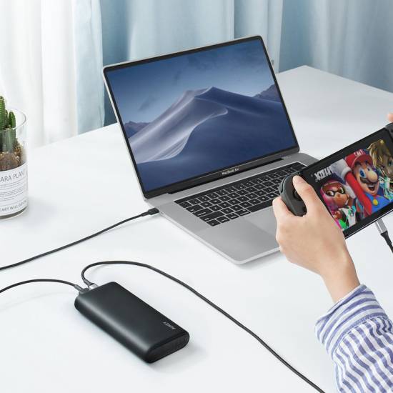 Powerbank 20000mAh 2xUSB-C USB-A do laptopa mini PD 65W QC Aukey PB-Y37