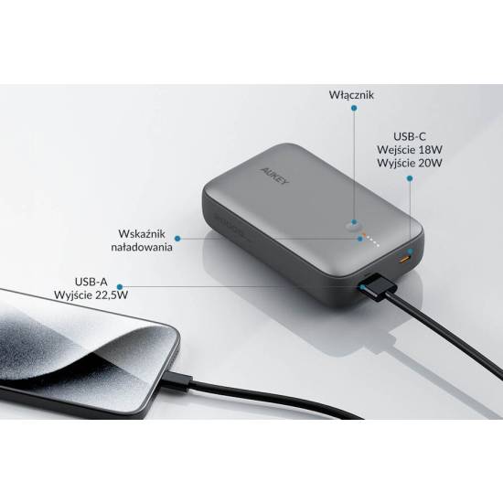 Powerbank 20000mAh mini USBC 22,5W USBA Aukey PB-Y57