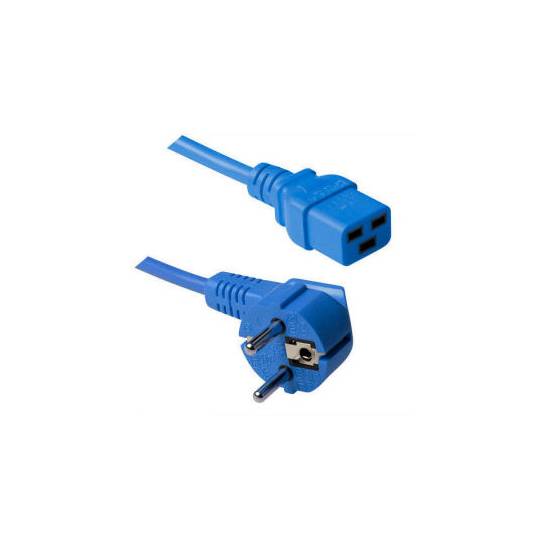 Kabel zasilania C19 Schuko 3,0m niebieski AK5174