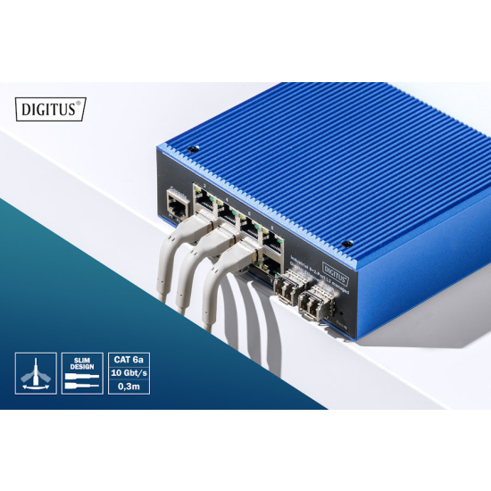 Patch cord F-FTP kat. 6A AWG 32/7 TPE-LSZH zginany 2,0m szary Digitus DK-1632-A-020B
