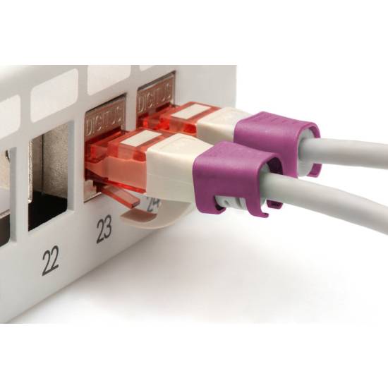 Klips do wtyku RJ45 100szt purpurowy Digitus A-CC-MG