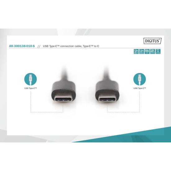 Kabel USB 2.0 C - USB C 1,0m Digitus AK-300138-010-S