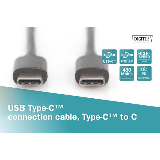 Kabel USB 2.0 C - USB C 1,8m Digitus AK-300138-018-S