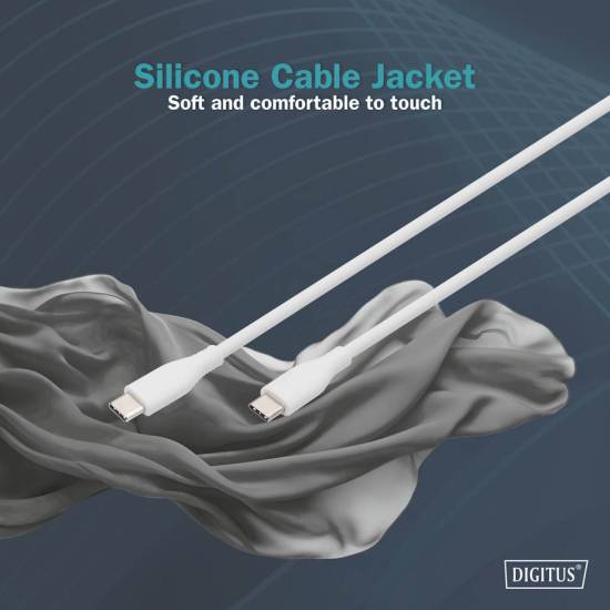 Kabel USB 2.0 USB-C - USB-C 60W biały 0,5m silikonowy Digitus AK-300341-005-W