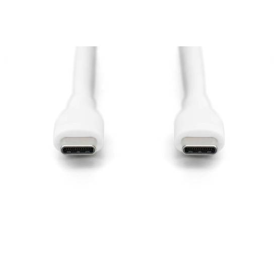 Kabel USB 2.0 USB-C - USB-C 60W biały 0,5m silikonowy Digitus AK-300341-005-W