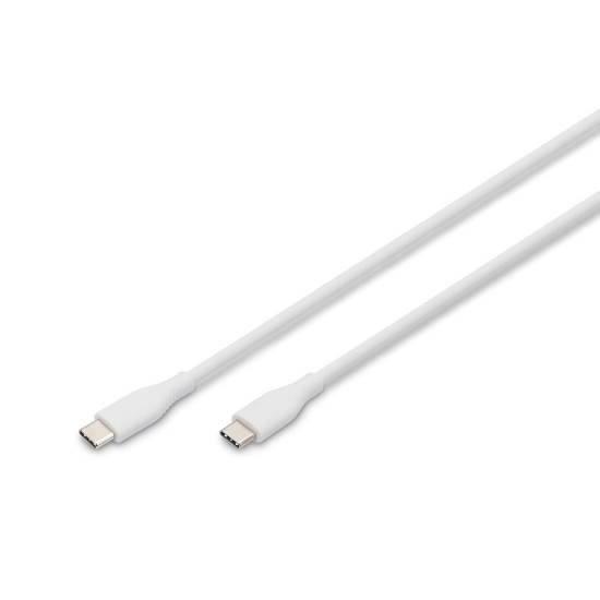 Kabel USB 2.0 USB-C - USB-C 60W biały 0,5m silikonowy Digitus AK-300341-005-W