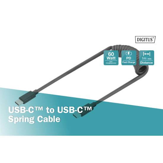 Kabel USB 2.0 C - USB C spiralny Digitus AK-300431-006-S