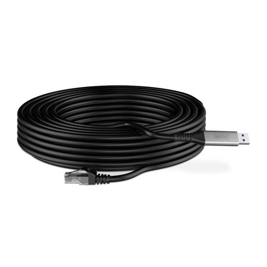 Adapter / karta sieciowa USB-A RJ45 1Gbps kabel 15m Digitus AK-300600-150-S