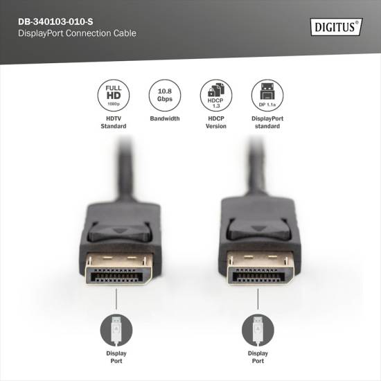 Kabel DisplayPort 1.1a M/M 2,0m Digitus AK-340103-020-S