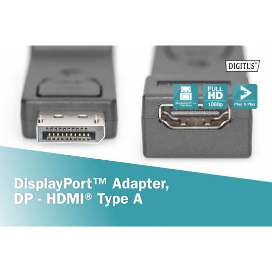 Adapter DisplayPort -> HDMI Digitus AK-340602-000-S