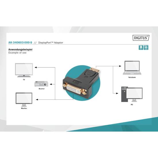 Adapter DisplayPort -> DVI 24+5Ż Digitus AK-340603-000-S