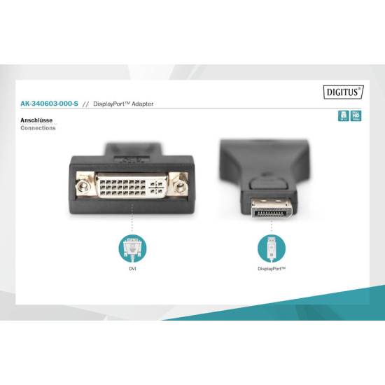 Adapter DisplayPort -> DVI 24+5Ż Digitus AK-340603-000-S