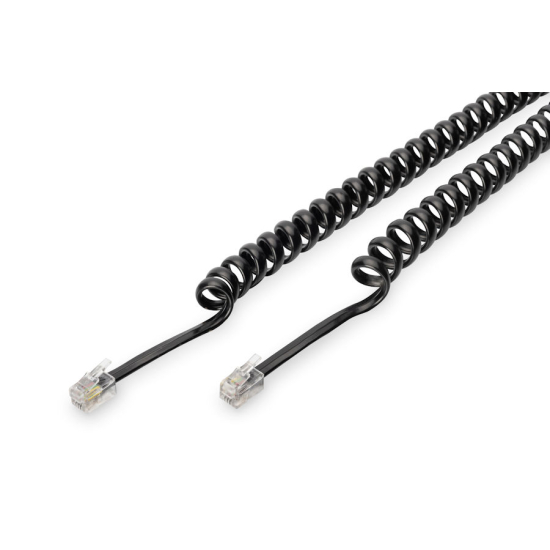 Kabel spiralny do słuchawek telefonicznych RJ10/RJ10 M/M czarny 2m Digitus AK-460101-020-S