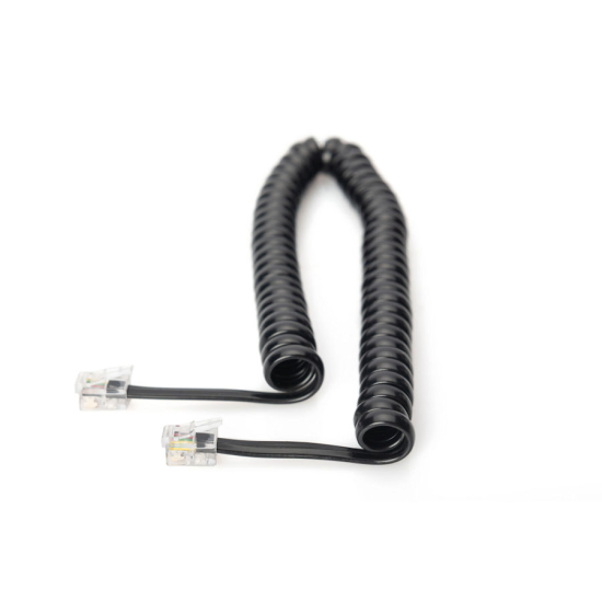 Kabel spiralny do słuchawek telefonicznych RJ10/RJ10 M/M czarny 2m Digitus AK-460101-020-S