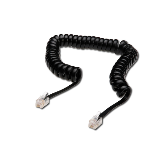 Kabel spiralny do słuchawek telefonicznych RJ10/RJ10 M/M czarny 4m Digitus AK-460101-040-S
