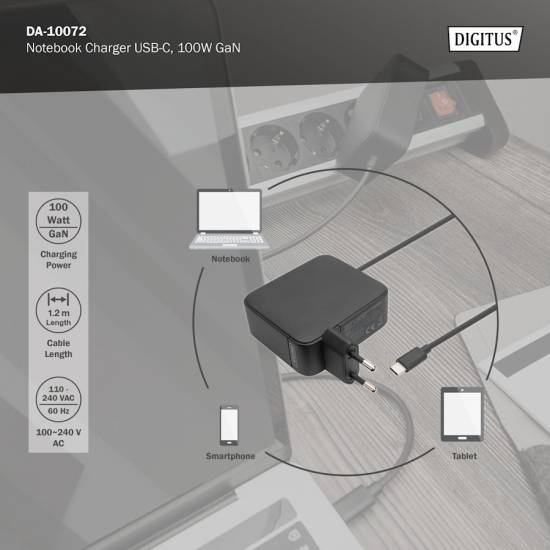 Ładowarka sieciowa GaN USB-C 100W Digitus DA-10072