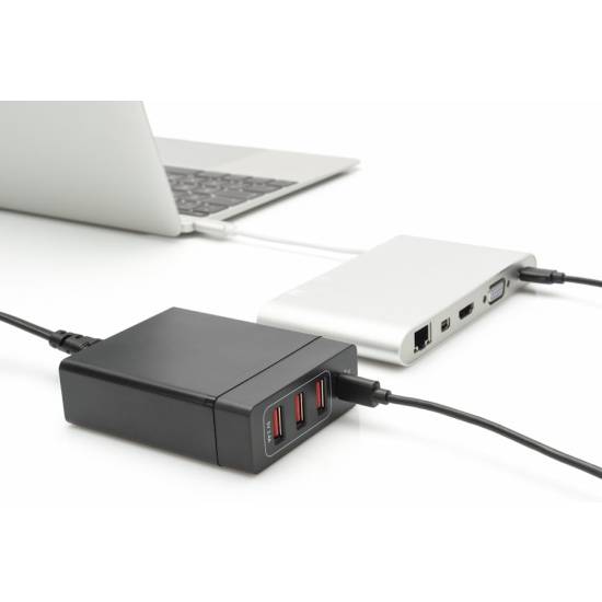Ładowarka sieciowa GaN USBA x3 USBC x1 PD 72W Digitus DA-10195
