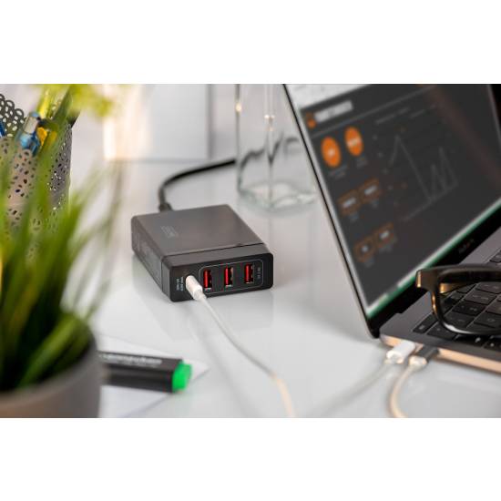 Ładowarka sieciowa GaN USBA x3 USBC x1 PD 72W Digitus DA-10195
