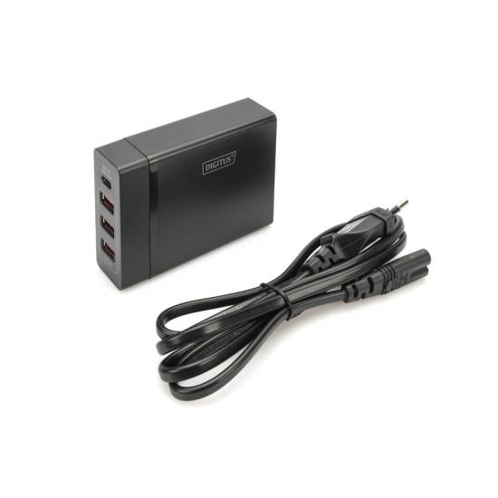 Ładowarka sieciowa GaN USBA x3 USBC x1 PD 72W Digitus DA-10195
