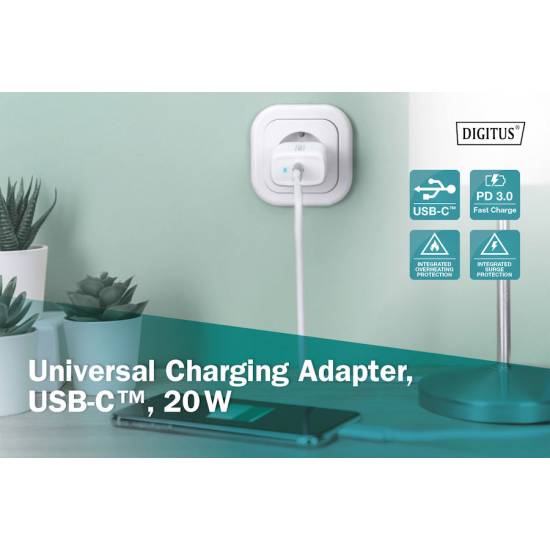 Ładowarka USB C PowerDelivery 20W Digitus DA-10196