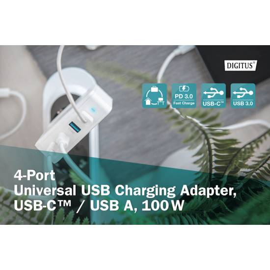 Ładowarka USB A x2 i USB C x2 PowerDelivery 100W Digitus DA-10197