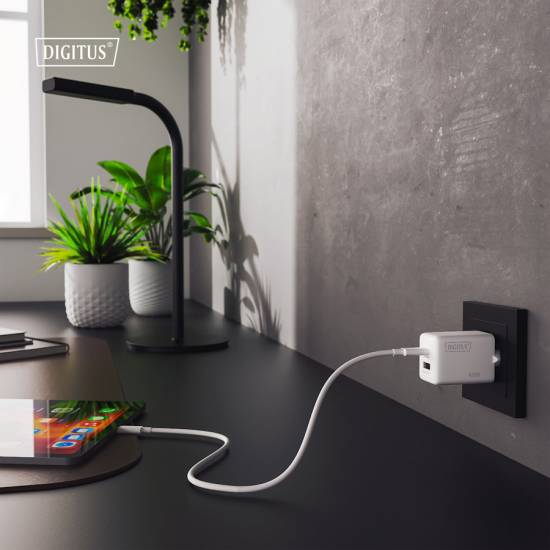 Ładowarka sieciowa zasilacz 45W GaN II USBA x1 USBC x1 Digitus DA-10302