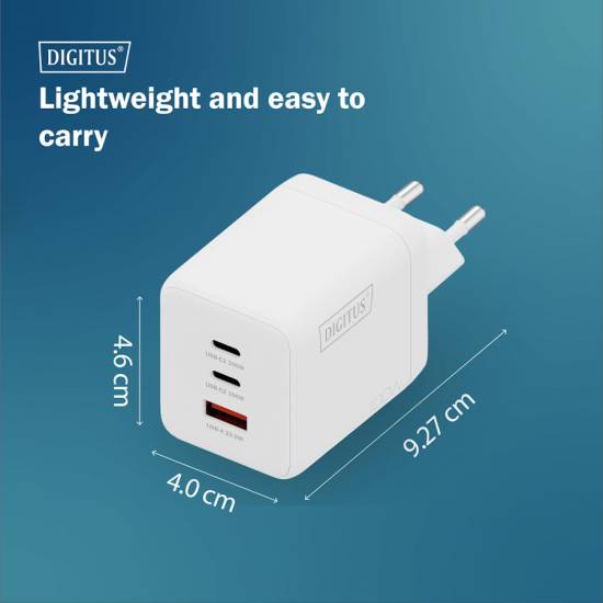 Ładowarka sieciowa zasilacz 100W GaN II USB-A x1 USB-C x2 Digitus DA-10304