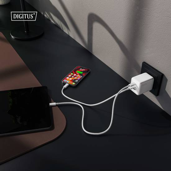Ładowarka sieciowa zasilacz 100W GaN II USB-A x1 USB-C x2 Digitus DA-10304