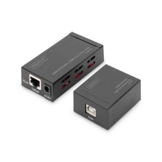 Kabel USB 2.0 A-A przedłużacz UTP 50m + hub USB 2.0 4-portowy Digitus DA-70143