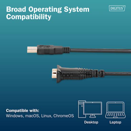 Konwerter USB 2.0 -> RS-232 chipset FTDI FT232RNL kabel 1,8m Digitus DA-70172