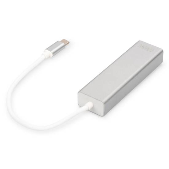 Hub USB-C -> USB 3.0 x3 RJ45 Gigabit Digitus DA-70255
