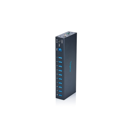 Hub USB 3.2 Gen1 5Gbit/s 10x USB-A host USB-B przemysłowy metalowa obudowa szyna DIN aktywny Digitus DA-70262