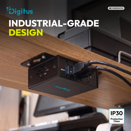 Hub USB 3.2 Gen1 5Gbit/s 4x USB-A host USB-C przemysłowy metalowa obudowa aktywny Digitus DA-70263