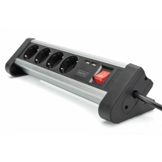 Listwa zasilająca 4-gniazda 2x USB na biurko 1,5m Digitus DA-70614