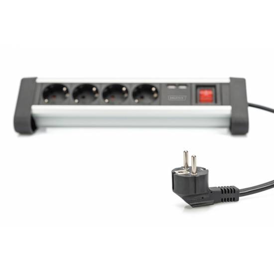 Listwa zasilająca 4-gniazda 2x USB na biurko 1,5m Digitus DA-70614