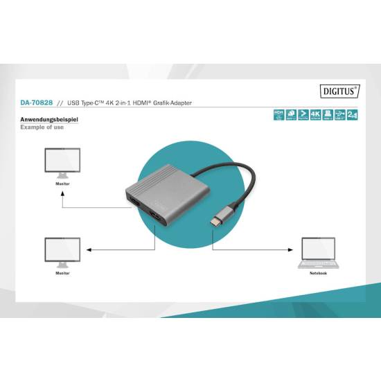 Adapter USB-C -> 2x HDMI MST Digitus DA-70828