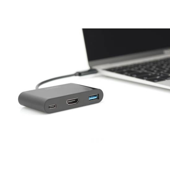 Adapter USB-C -> HDMI 4K + PD 60W + USB3.0 Digitus DA-70855