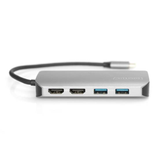 Hub USB-C -> USB 3.0 x2 HDMI x2 4K RJ45 PD 100W Digitus DA-70884